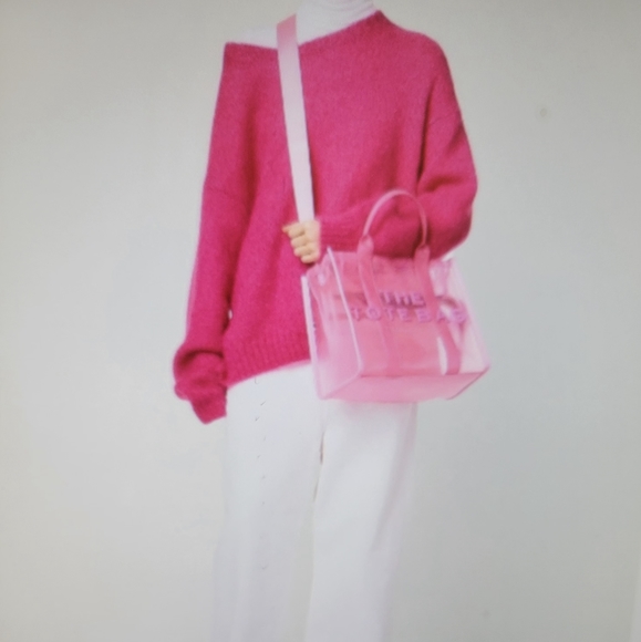 Beautiful Transparent Tote Bags Large Capacity. Simple Letter Print Shoulder Bag - Picture 11 of 11